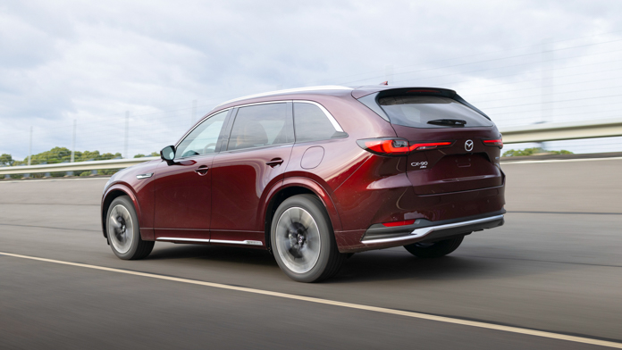 Mazda CX-90 prototype 2023 driving rear