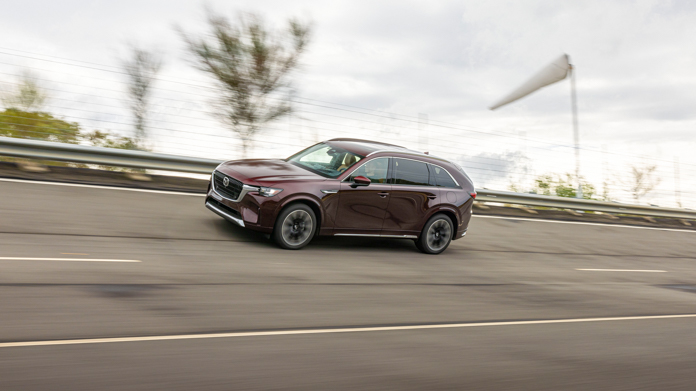 Mazda CX-90 prototype 2023 driving hill