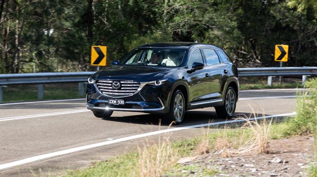 Mazda CX9 Azami LE 2023 driving front 3/4