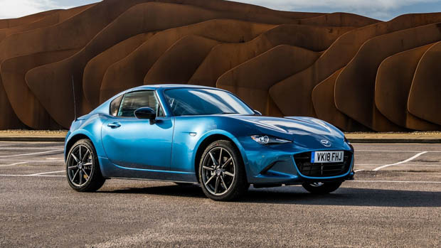 Mazda MX-5 blue static side angle