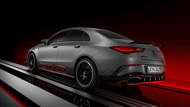 2023 Mercedes-AMG CLA45 rear 3/4 studio shot