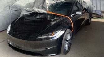 Is this the Tesla Model 3 facelift? Leaked photos show slim headlights, new wheels