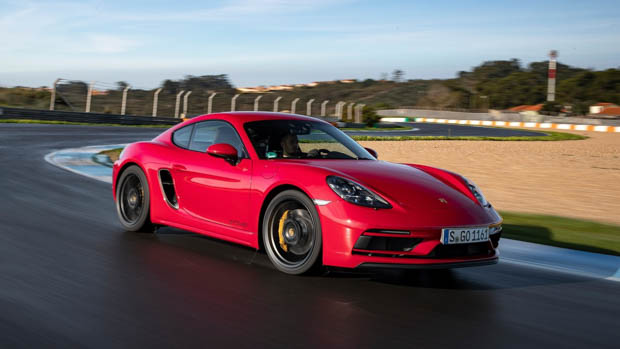 Porsche 718 Cayman GTS 4.0 red on track