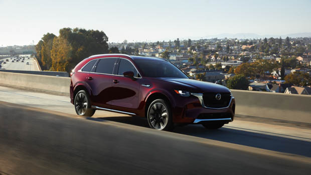 2023 Mazda CX-90 front 3/4 driving on road