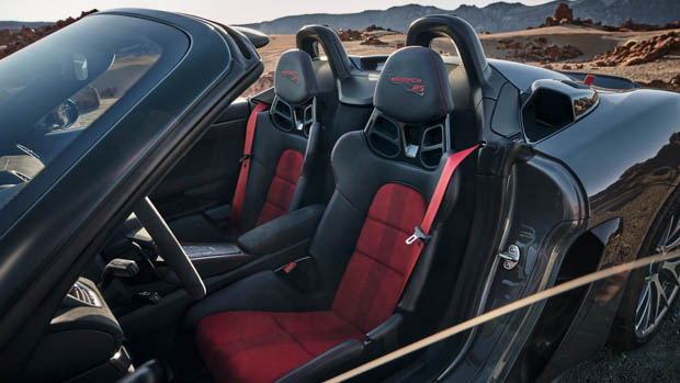 2023 Porsche 718 Spyder RS door open Weissach seats