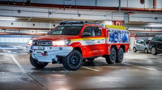 Six-wheeled Toyota Hilux revealed as EV fire-fighting truck