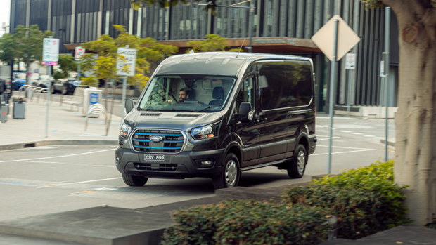 Ford E-Transit 2023 front driving