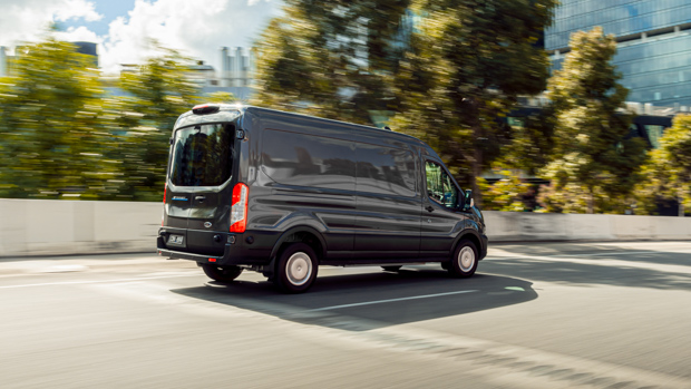 Ford E-Transit 2023 rear driving 2