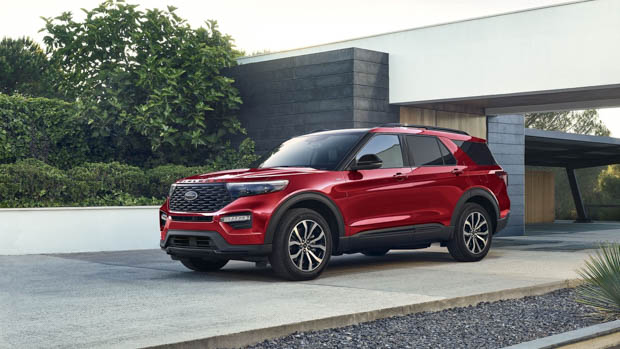 2023 Ford Explorer ST-Line red front 3/4