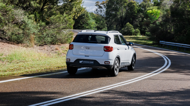 Hyundai Venue Elite 2023 driving rear 3/4 2