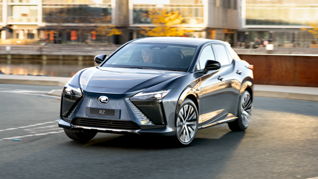 Lexus RZ 450e Sports Luxury 2023 front 3/4 driving