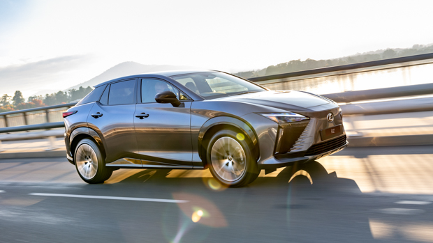 Lexus RZ 450e Sports Luxury 2023 front 3/4 driving 2