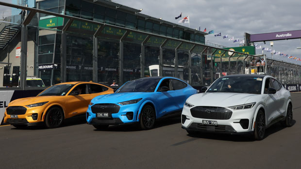 Ford Mustang Mach E trio at the track