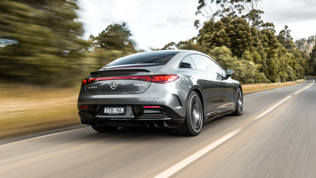 Mercedes-Benz EQE AMG 53 Aus 2023 driving rear