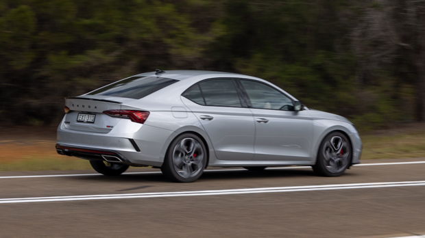 Skoda Octavia RS 2023 driving rear 3/4 corner 5