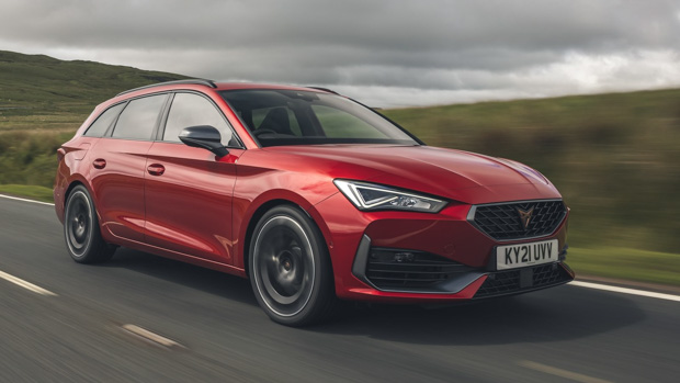2021 Cupra Leon Sportstourer front 3/4 driving