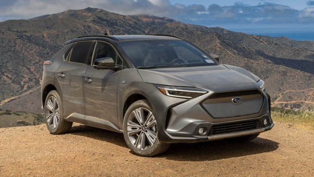 2023 Subaru Solterra grey front 3/4