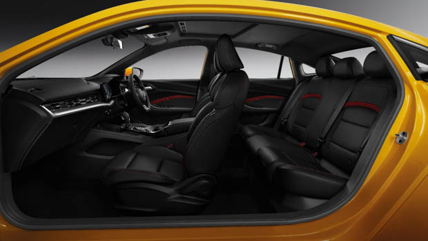 2023 MG MG5 yellow side angle no doors interior static
