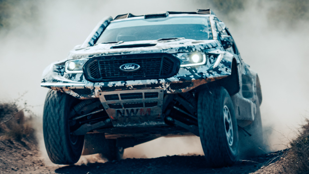 Ford Ranger Raptor race car front jump