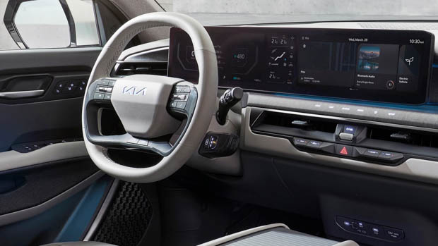2024 Kia EV9 interior steering wheel and screens