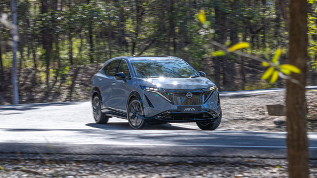 Nissan Ariya 2023 driving front 3/4 3