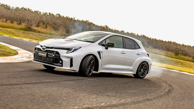 Toyota GR Corolla Morizo Edition 2023 driving front 3/4 2