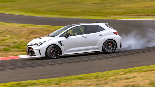 Toyota GR Corolla Morizo Edition 2023 driving front 3/4 3