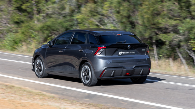 2023 MG4 Excite 51 rear 3/4 driving shot