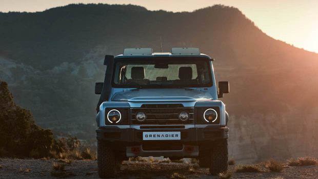 2023 Ineos Grenadier Quartermaster front end sunset