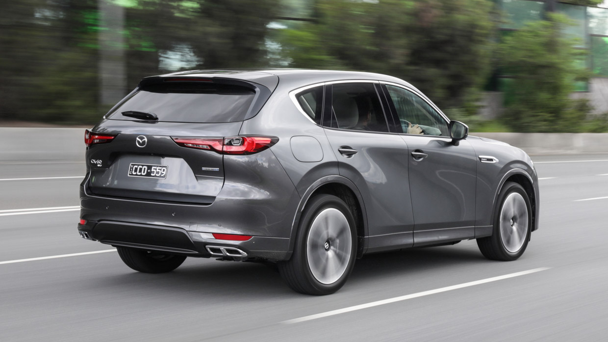 Mazda CX-60 P50E Azami 2023 driving rear 3/4