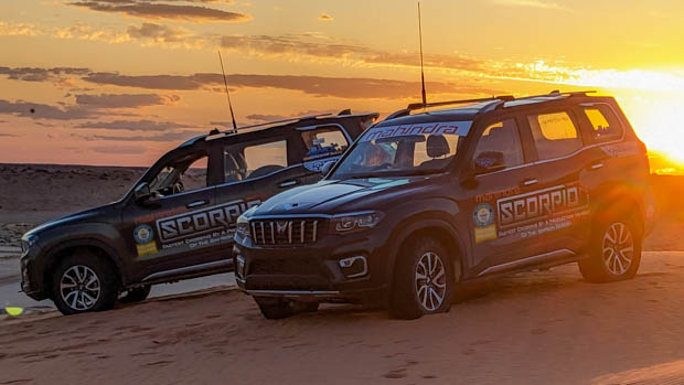 2023 Mahindra Scorpio twins desert sunset
