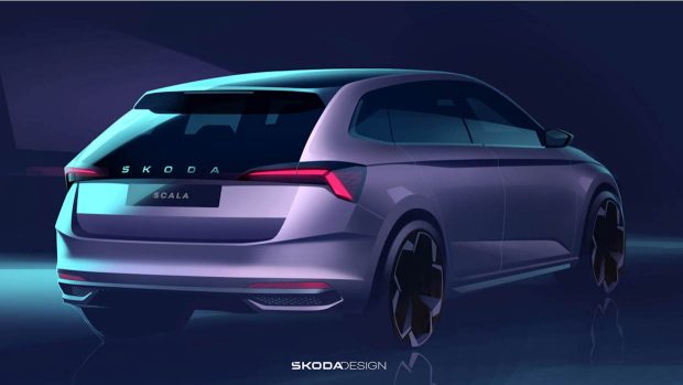 2024 Skoda Scala design render rear 3/4