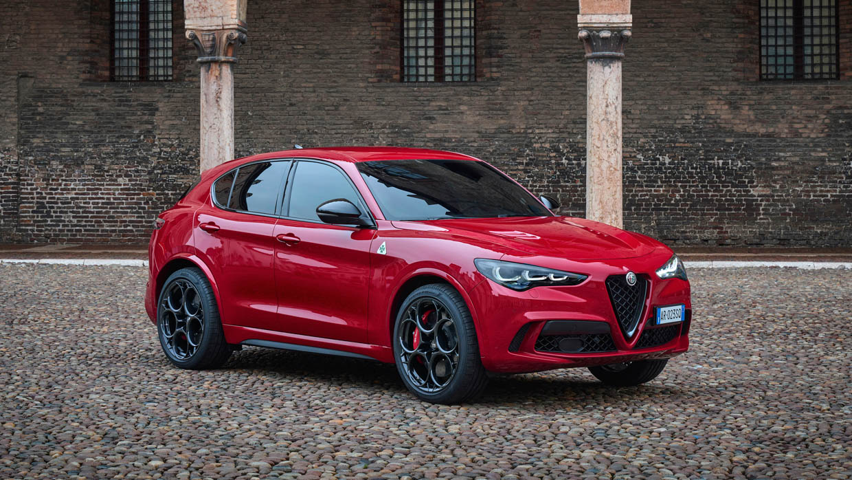 2023 Alfa Romeo Stelvio QV front 3/4 red
