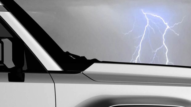 2024 Toyota Land Cruiser teaser side angle lightning