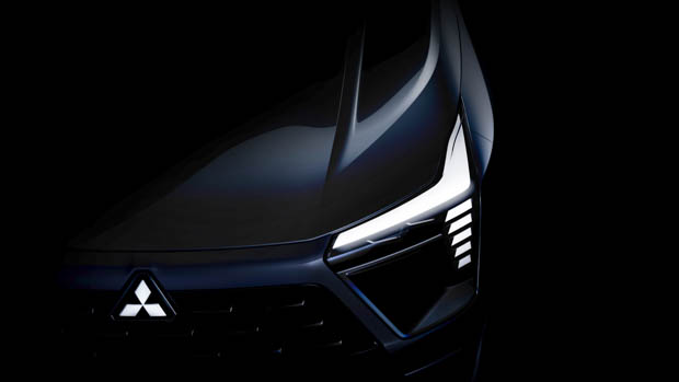 2023 Mitsubishi compact SUV front end badge teaser