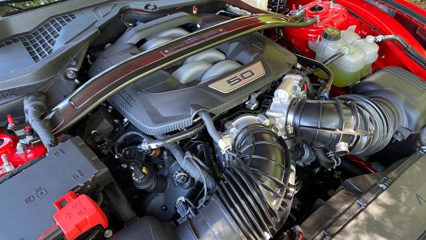 2024 Ford Mustang Dark Horse engine bay wide