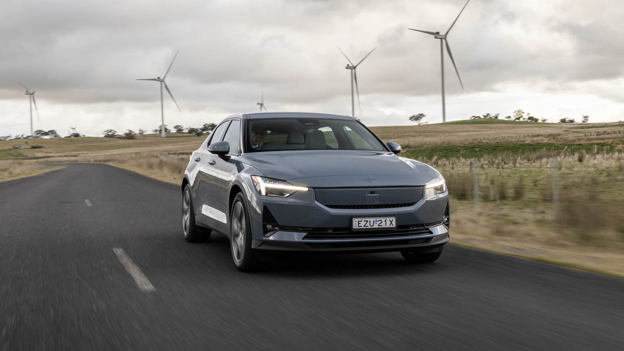 MY24 Polestar 2 long range single motor driving shot front angle 3