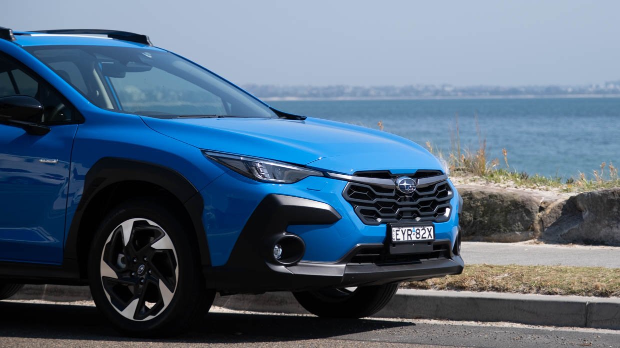 2023 Subaru Crosstrek Hybrid S blue front 3/4 detail