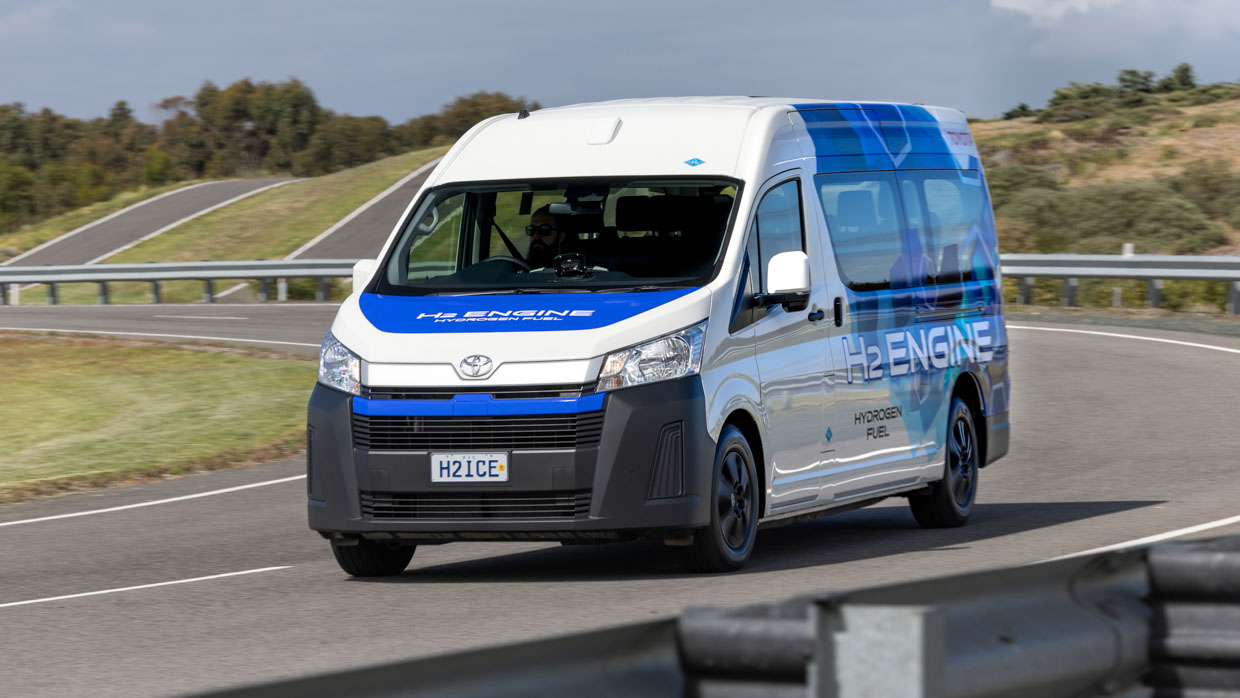 Toyota Hiace hydrogen prototype 2023 driving track