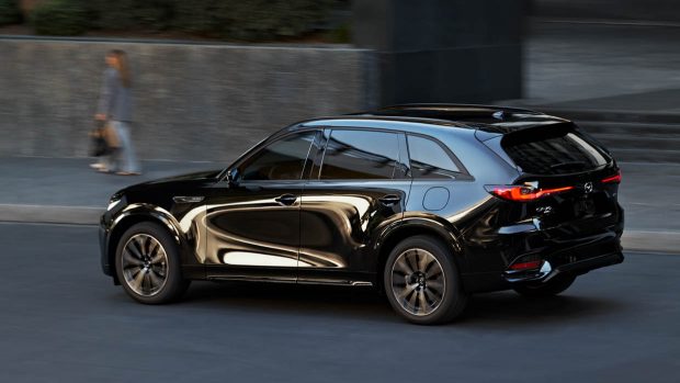 2024 Mazda CX-70 rear 3/4 driving shot