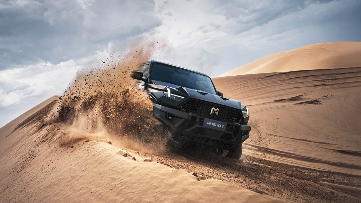 Dongfeng MHero I electric off-road SUV in the sand