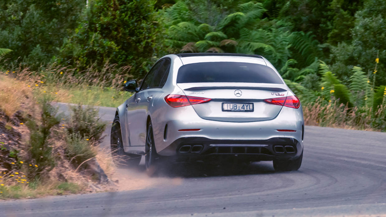 Mercedes-AMG C63 S E-Performance 2024 driving rear