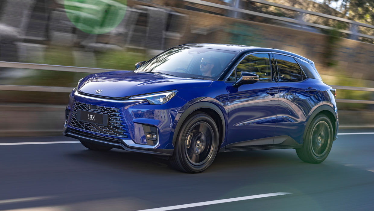 Lexus LBX 2024 driving front 3/4