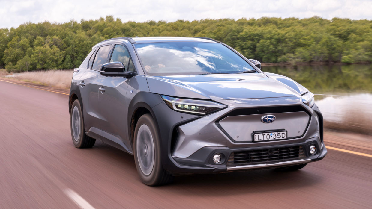 Subaru Solterra 2024 driving outback front
