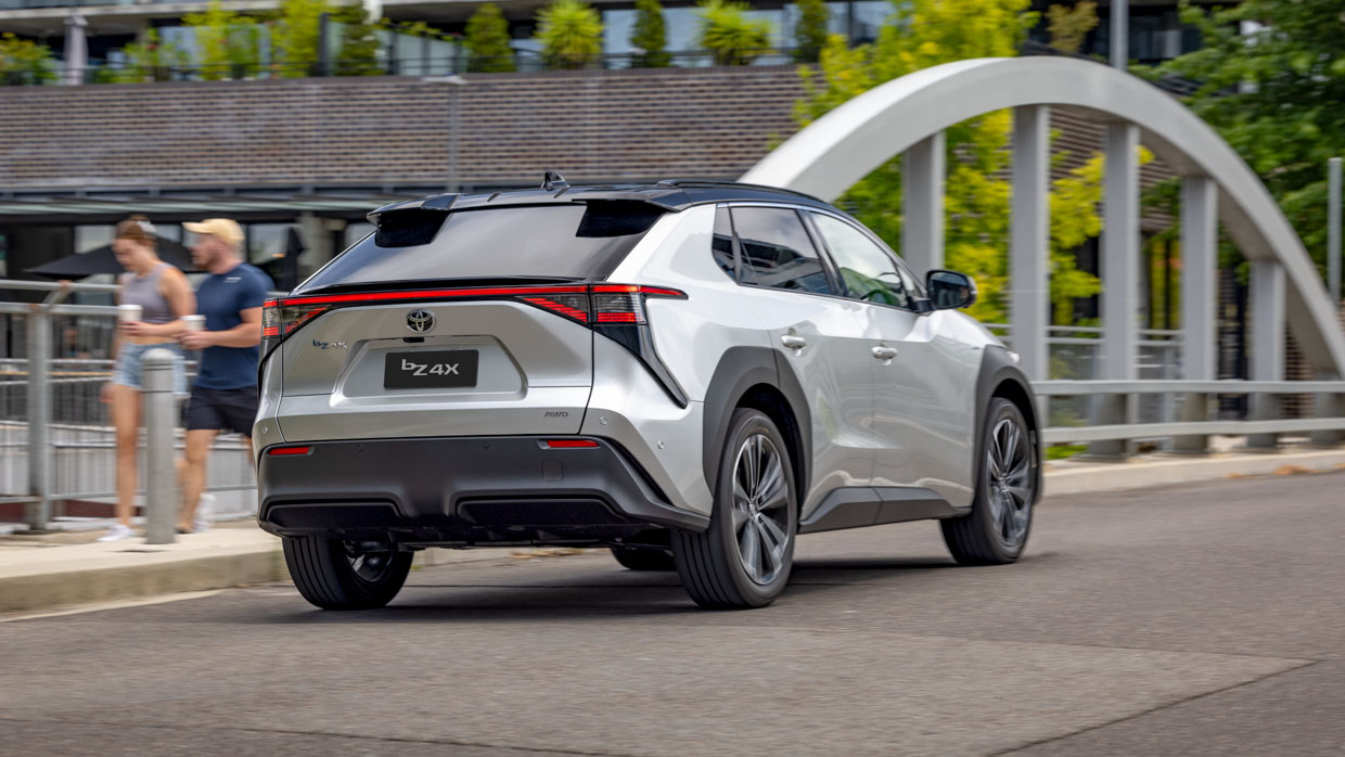 Toyota bZ4X AWD 2024 driving rear
