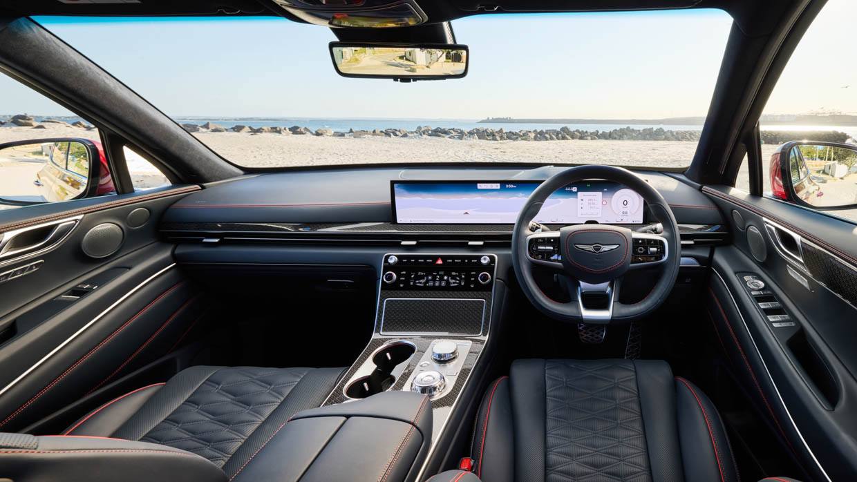 2025 Genesis GV80 interior wide shot by the beach