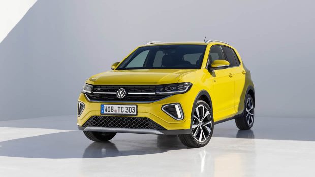 2024 Volkswagen T-Cross yellow paint front 3/4 static