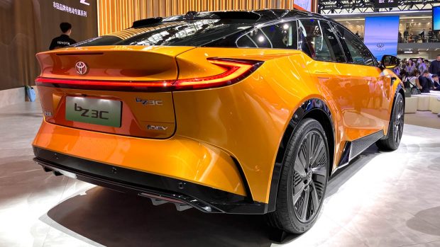 2024 Toyota BZ3C model rear 3/4 at Beijing Motor Unusual