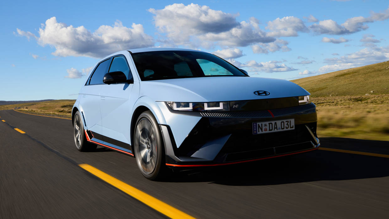 2024 Hyundai Ioniq 5 N front 3/4 driving shot 3
