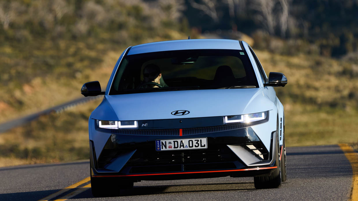2024 Hyundai Ioniq 5 N front end view driving shot 2